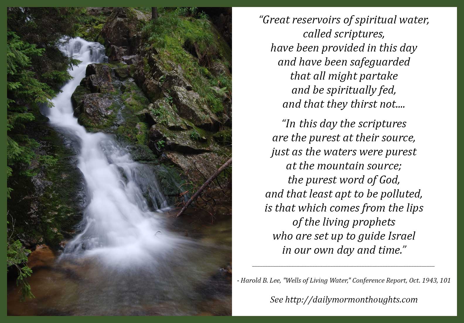 Daily Thought from Modern Prophets Harold B. Lee on the living water