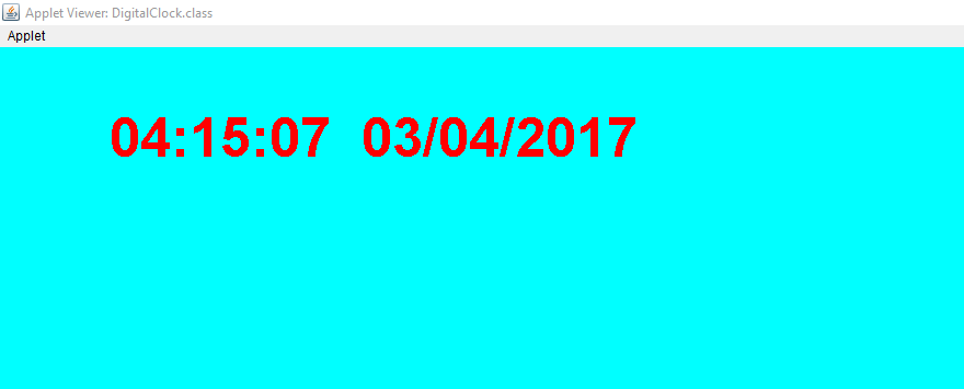 write a java program to display analog clock using applet create different shapes using applet