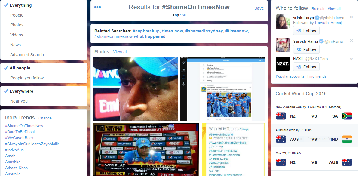 TimesNow Shamed Publicly on Twitter with #ShameOnTimesNow