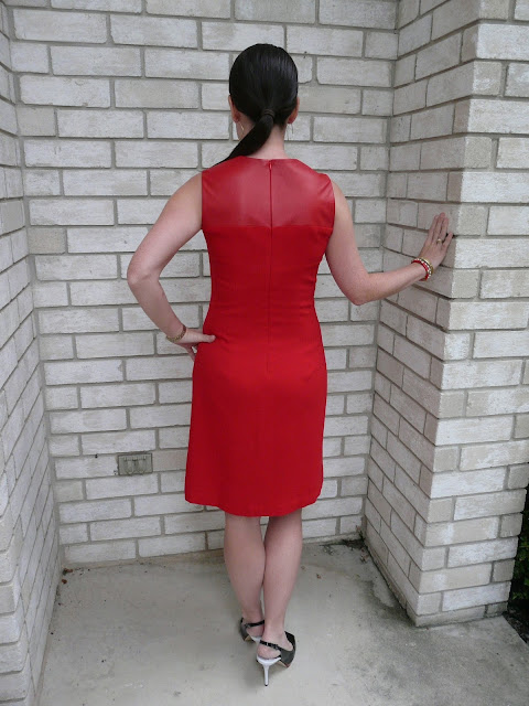 Amanda's Adventures in Sewing: Red wool + leather DKNY dress knockoff