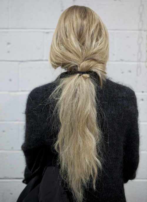 long blonde beach hair ponytail