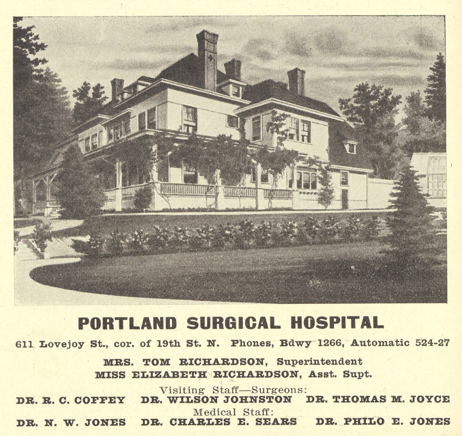 Old photos of architecture Portland Surgical Hospital