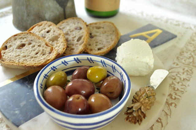 Peplums & Pie: Honey Goat Cheese and Greek Olive Baguette // Anthropologie marble monogram cheese board // greek olives //peplumsandpie.com Peplums & Pie: Honey Goat Cheese and Greek Olive Baguette // Anthropologie marble monogram cheese board // greek olives //peplumsandpie.com