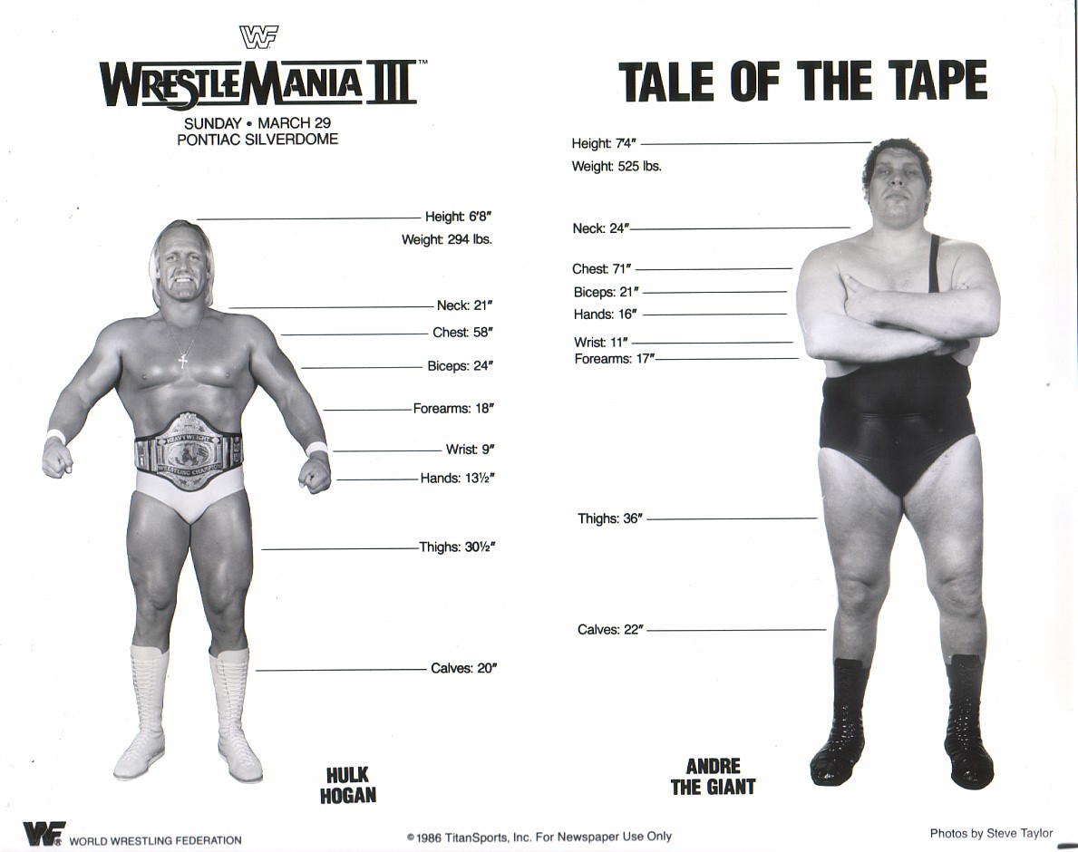 strength fighter hulk hogan vs andre the giant tale of the tape andre the giant shoe size