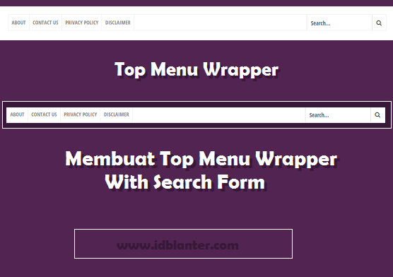 Top Menu With Search Form