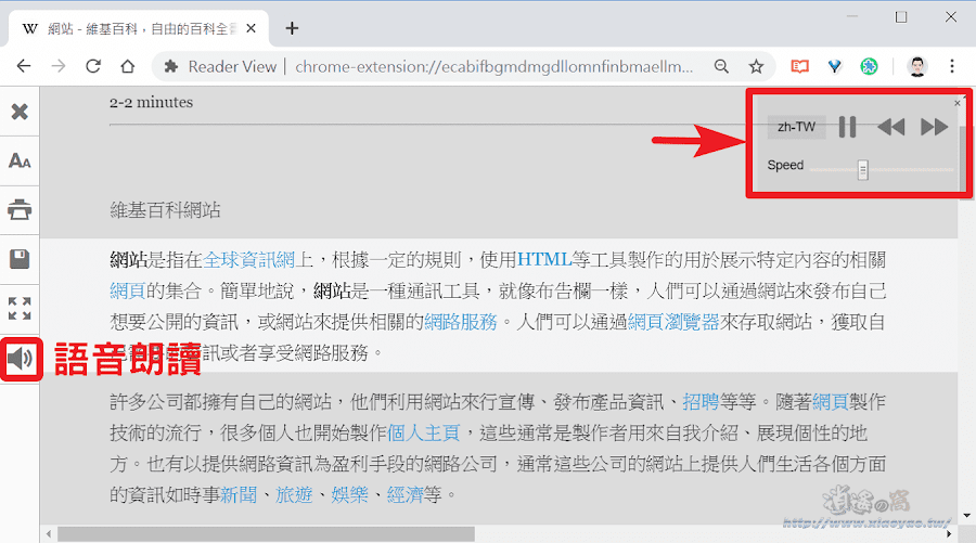 Reader View 網頁閱讀器