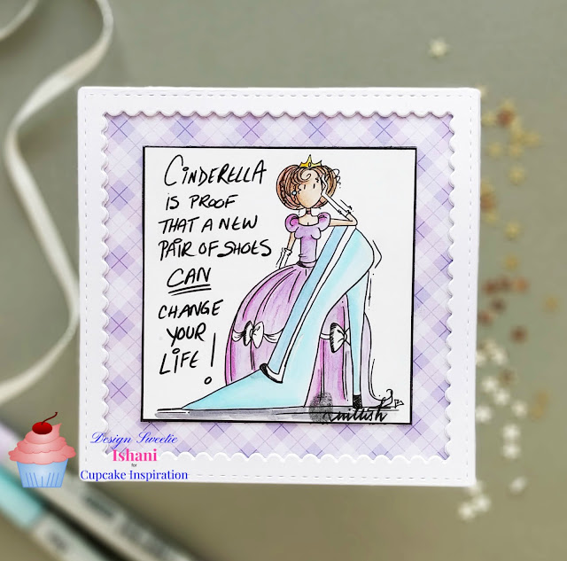 Bugaboo stamps - frame it Cinderella, Cinderella card, CIC, Copic markers, Digital stamp, Everyday cards, Quillish, cards by Ishani. Copic coloring on digital stamps
