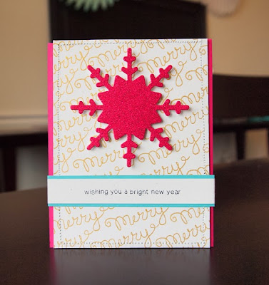 Merry Card by Jocelyn Olson using Holiday Wishes stamps by Newton's Nook Designs