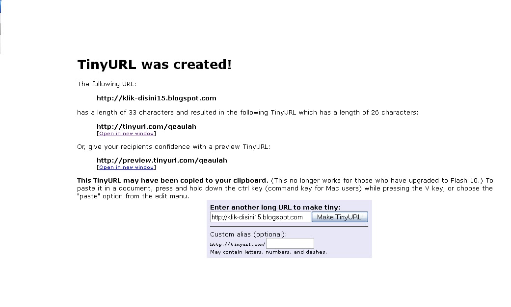 Cara Membuat link Singkat Tinyurl