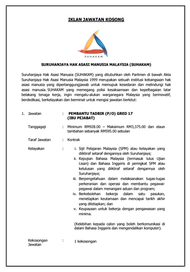 Surat Permohonan Kerja Pejabat Pos Surat Rasmi W