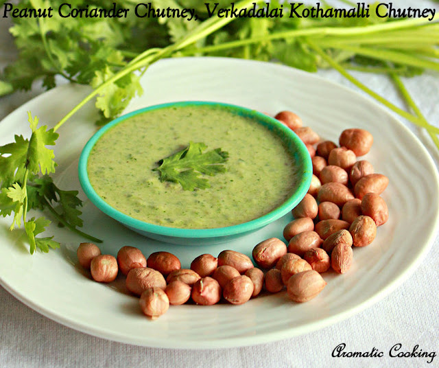Aromatic Cooking Peanut Coriander Chutney, Verkadalai Kothamalli Chutney