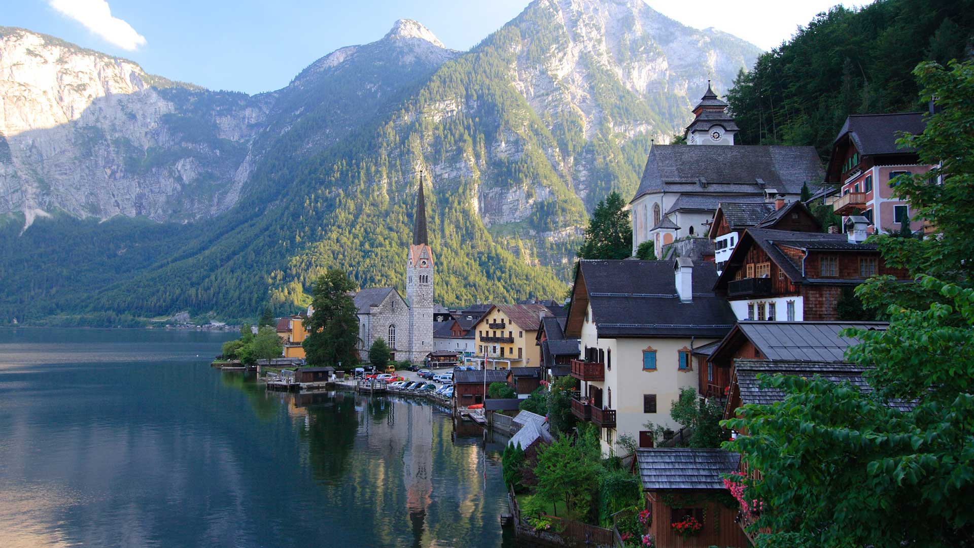 Австрия 20. Красивые деревни Европы. Весна в Австрии. Домик в горах у озера. Маленький город.