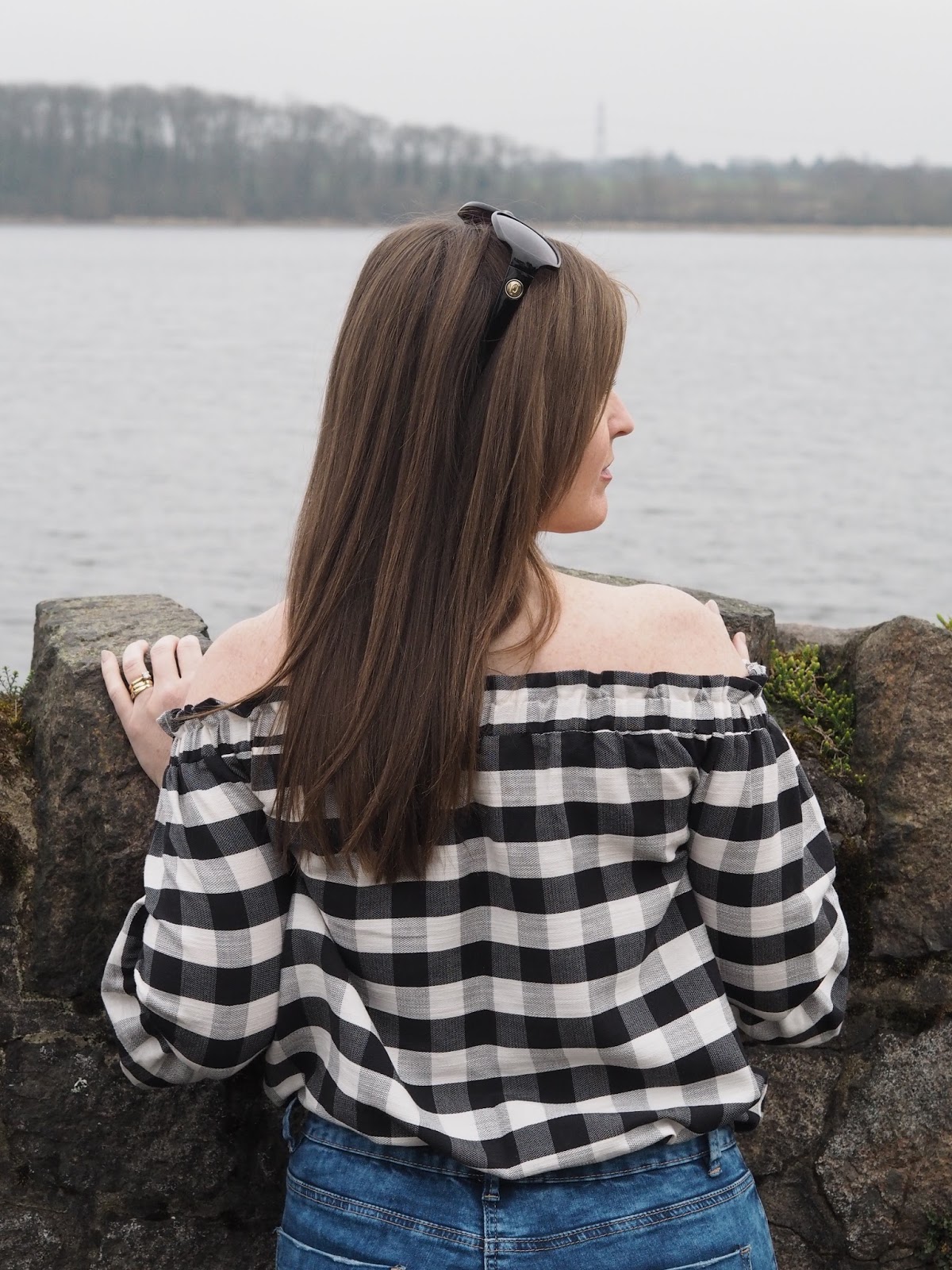 F&F Tesco gingham off the shoulder top fashion Priceless Life of Mine Over 40 lifestyle blog