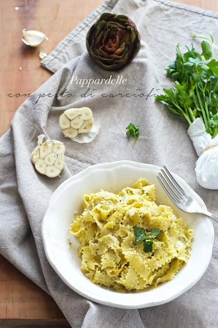 Pappardelle con pesto di carciofi 