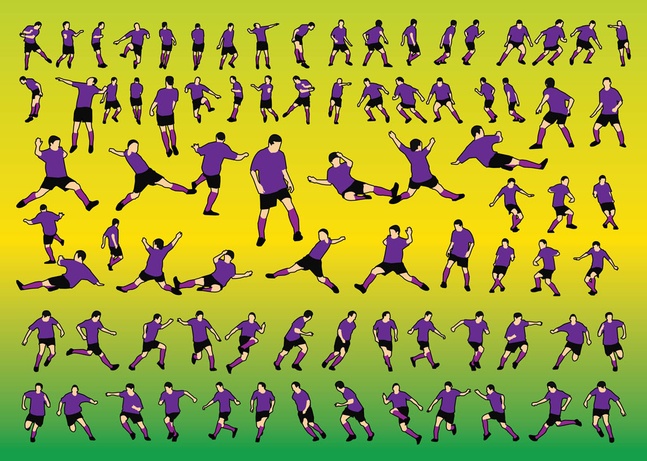120 Soccer Players Silhouette Vector Icons Download