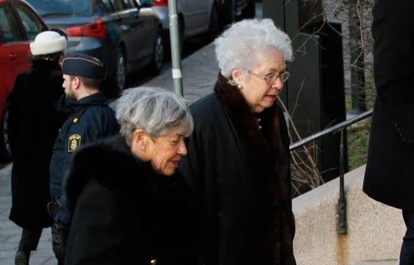 Queen Silvia, Princess Madeleine, Princess Birgitta and Princess Christina attended funeral service for Ulf Dinkelspiel