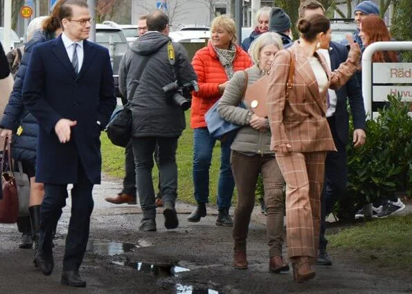 Crown Princess Victoria wore Acne Studios wool and cotton-blend suit, and Cravingfor Jewellery baroque pearl earrings