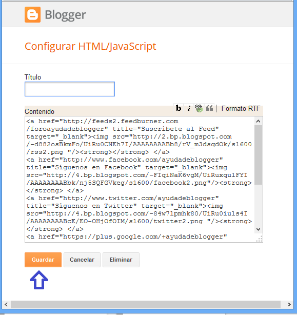 ¿Cómo insertar un widget suscripciones de medios de comunicación social en Blogger? Páginas web