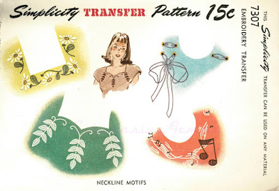 The Vintage Pattern Files: Free 1940's Knitting Pattern - Neckline Embroidery Motifs 