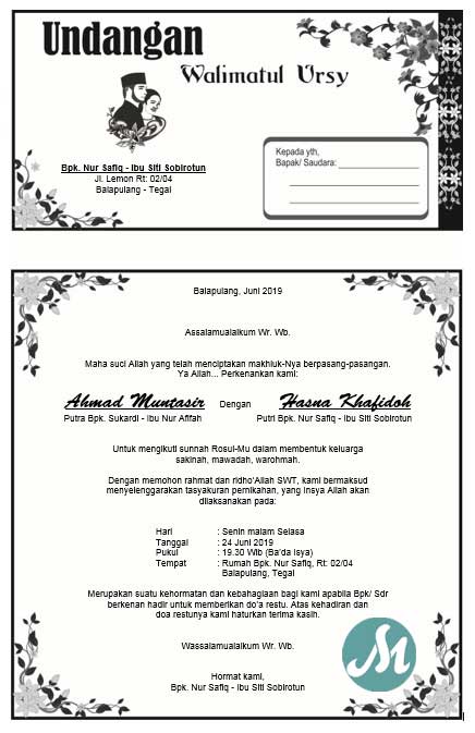 Contoh Undangan Walimatul Ursy Word