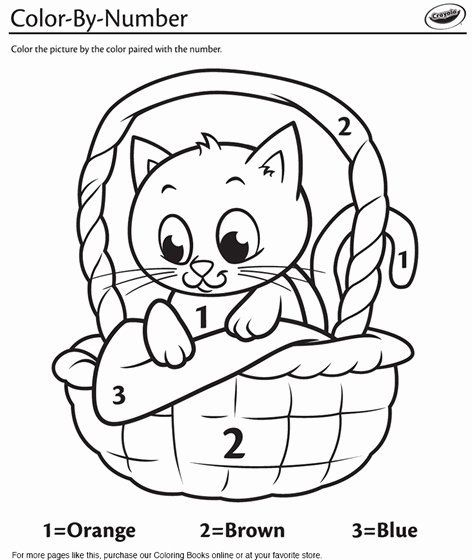 Hình cho bé tô màu theo số chủ đề con mèo ngồi trong giỏ