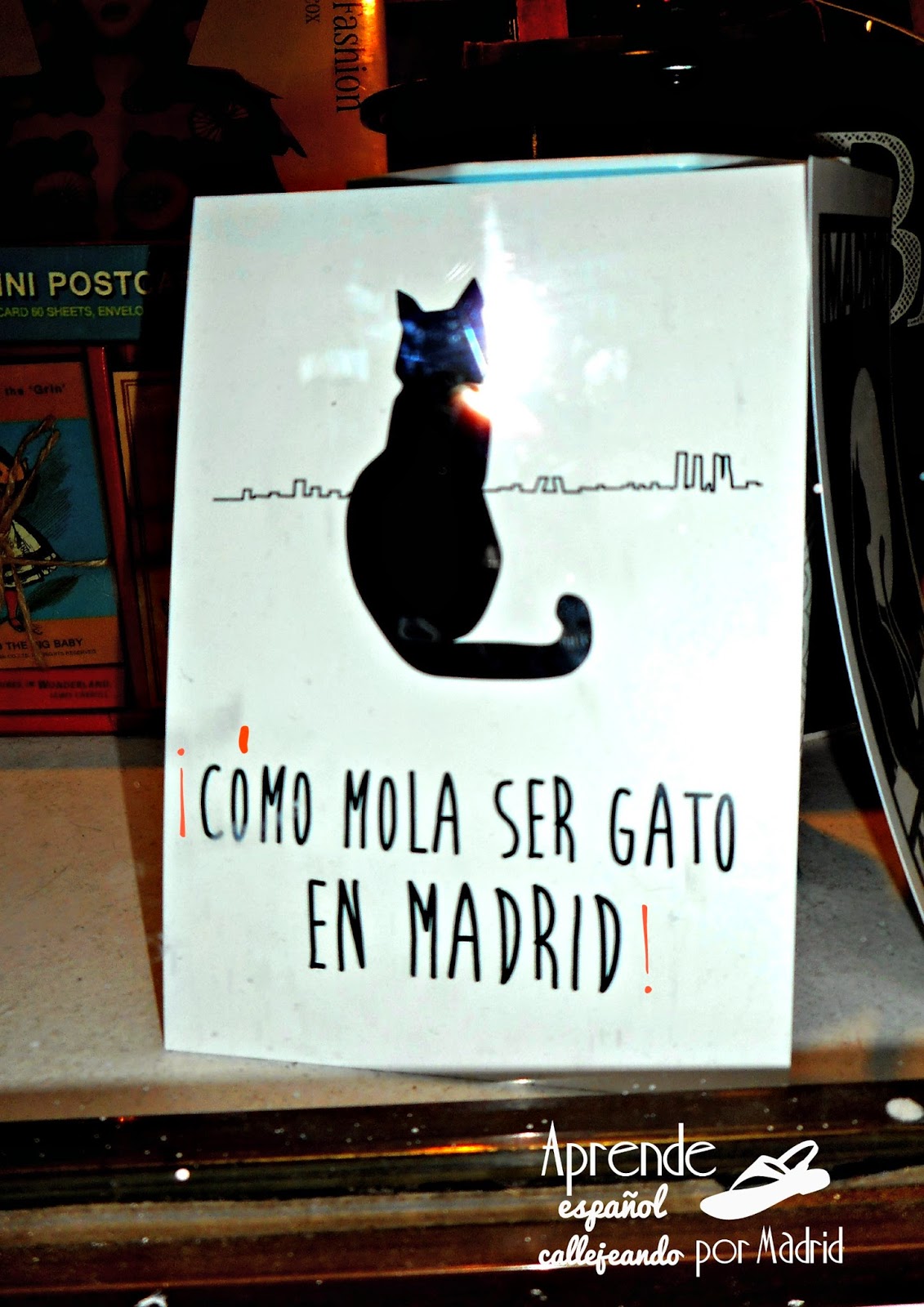 exposición paquete colegio Aprende español callejeando por Madrid : Mola ser gato