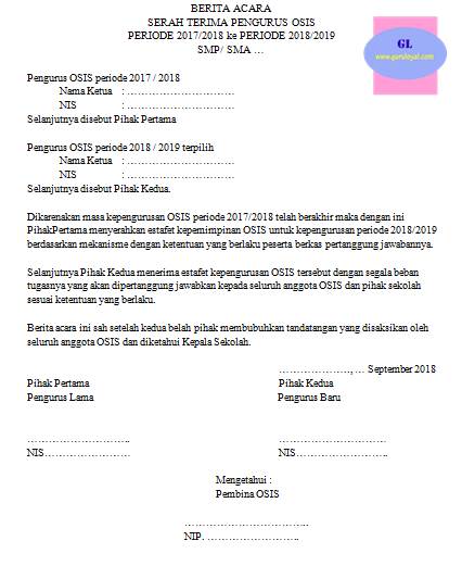 Contoh Gosip Program Serah Terima Pengurus Osis Terbaru Ragiel