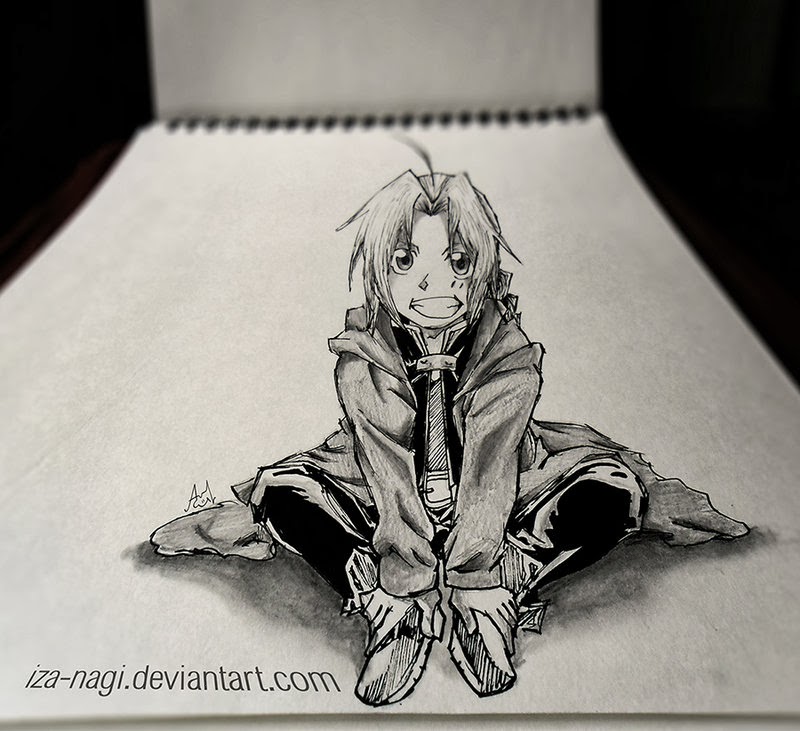 14-Edward-Elric-Izanagi-Aadi-aka-Iza-nagi-3D Pencil Drawings-www-designstack-co