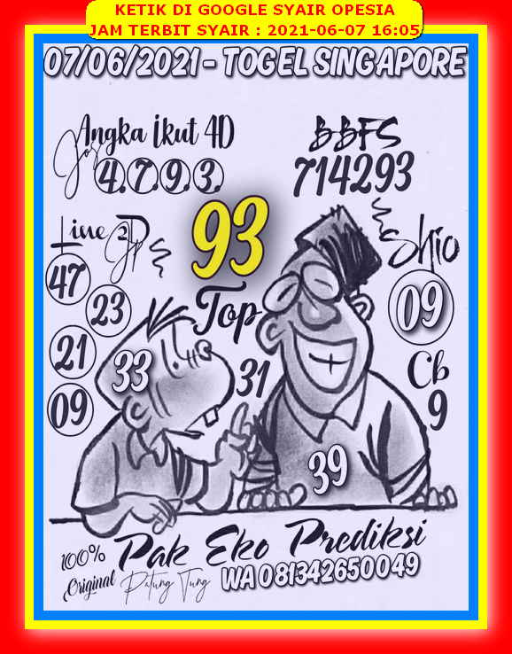 Syair Sgp Senin 7 Juni 2021 Kode Syair Sgp Syair Hk Syair Sydney 2021