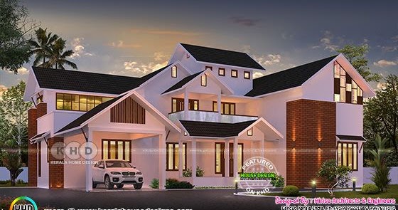 Beautiful 5 bedroom sloping roof house 3400 sq-ft - Kerala Home Design ...