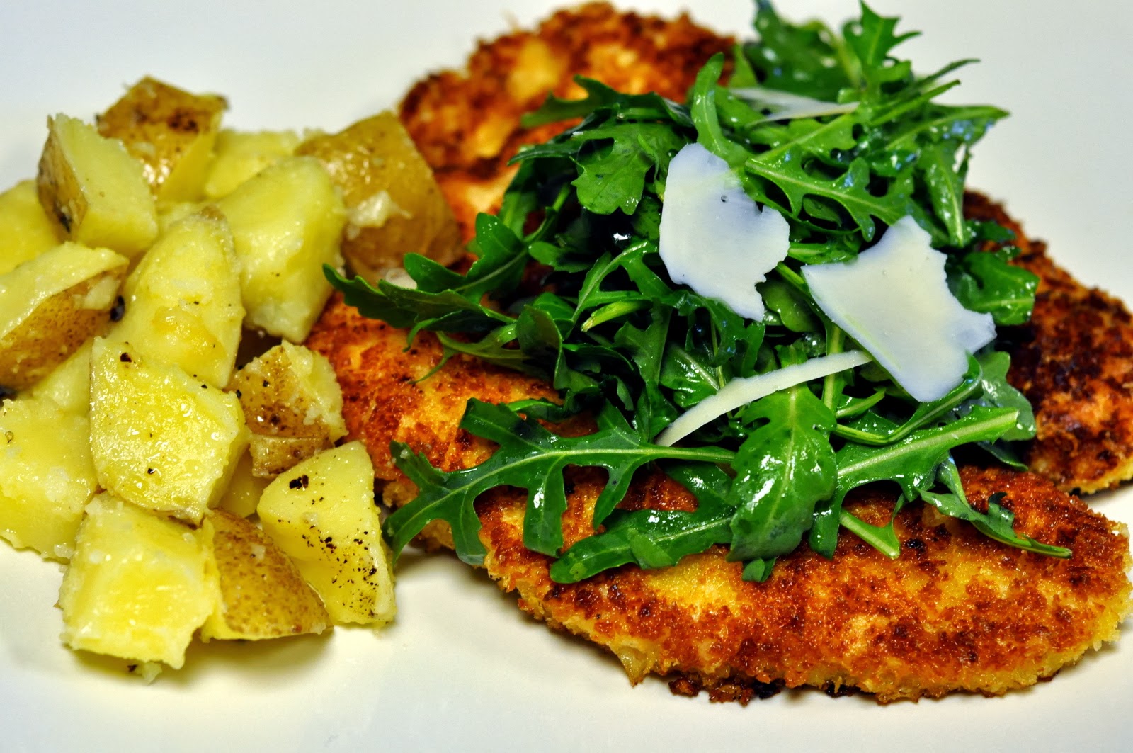 Panko-Crusted Turkey Cutlets with Arugula and Parmesan | Taste As You Go