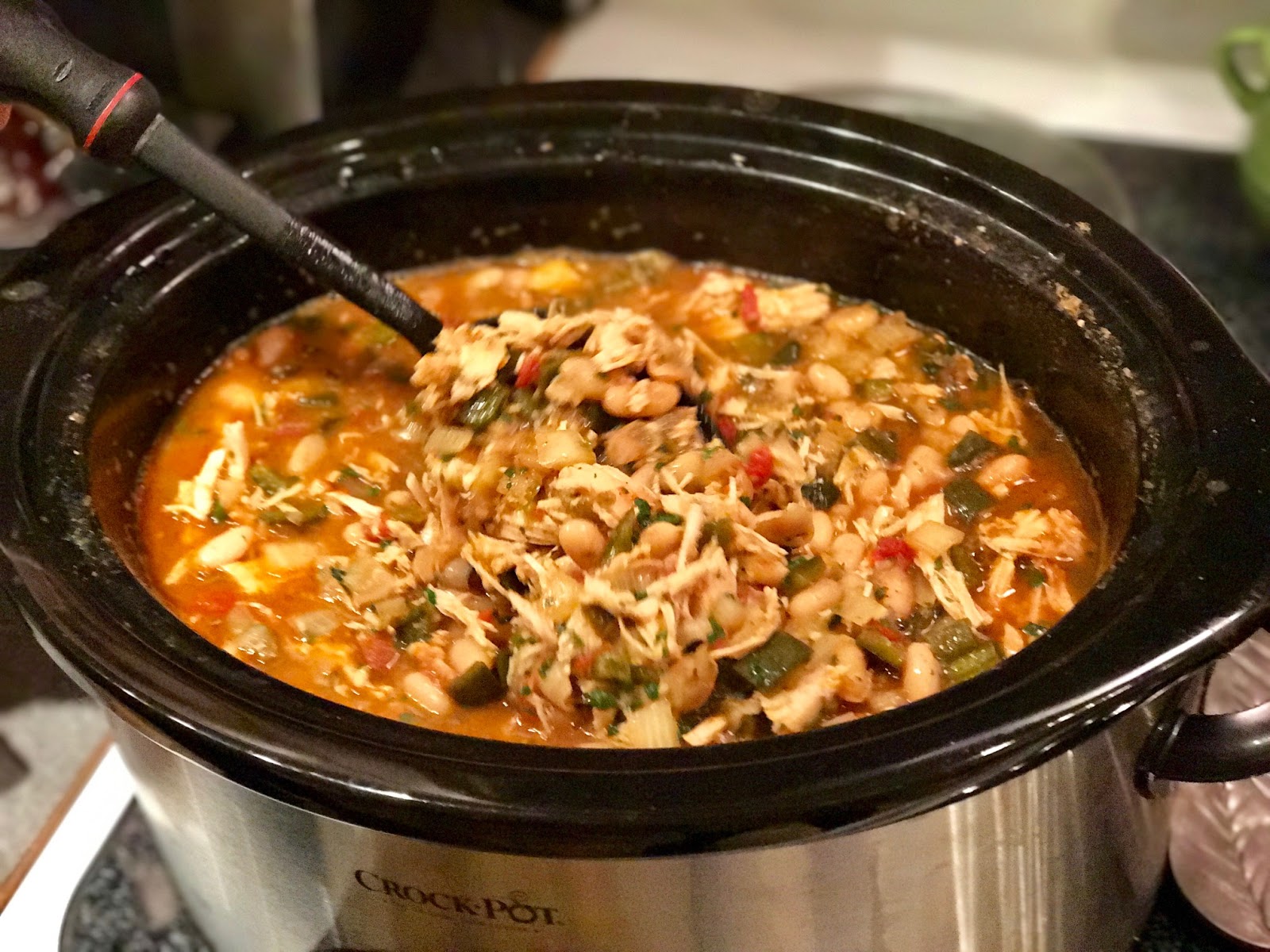 Cooking with Joanna Slow Cooker White Bean Chicken Salsa Verde Chili