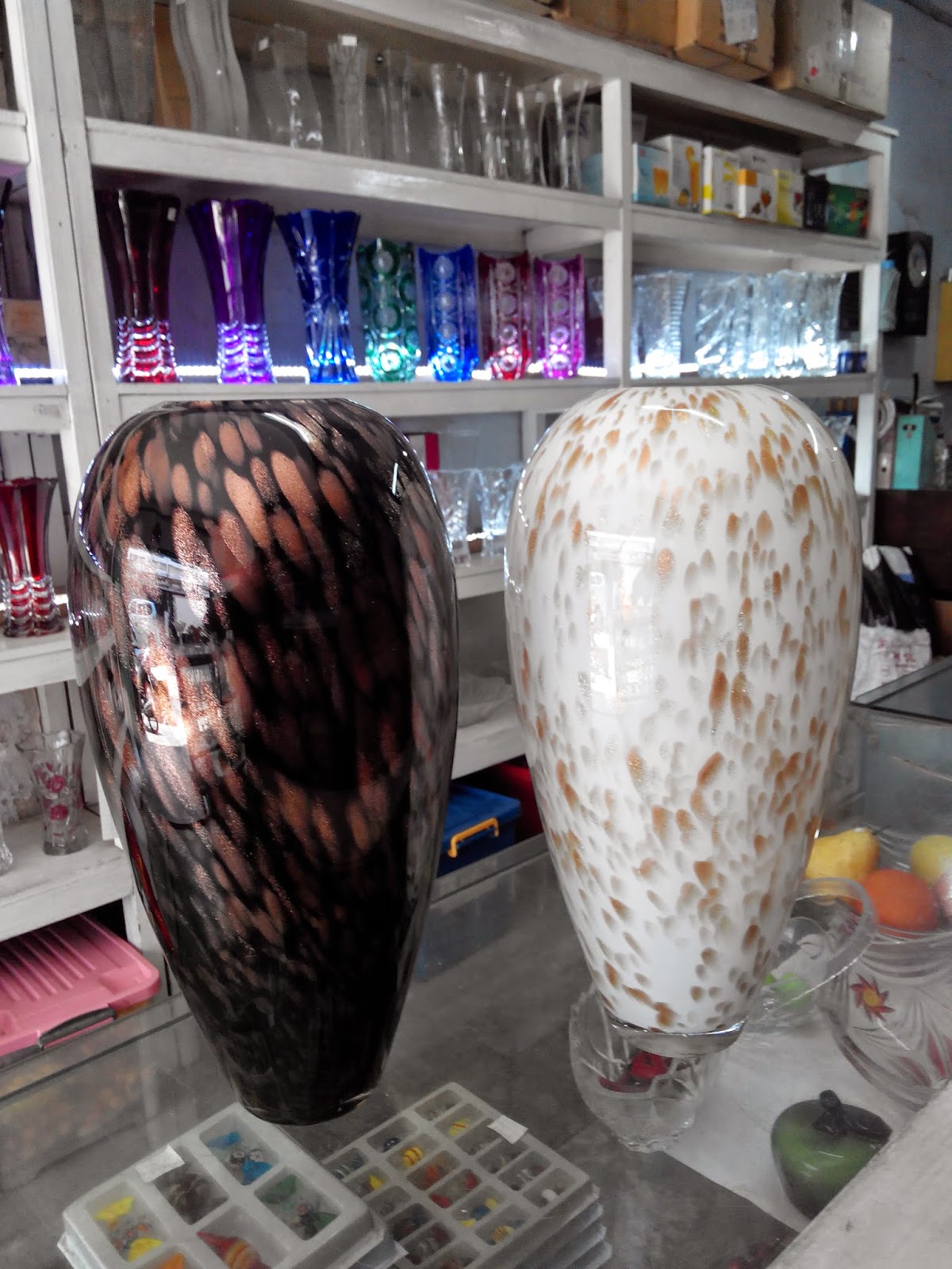 Vas Bunga Kaca Kristal Gelas 030 Tersedia 3 Warna Dasar