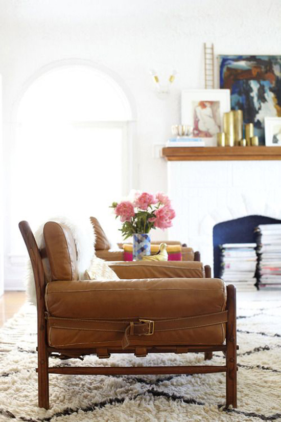 The leather chairs in Emily Henderson's home.