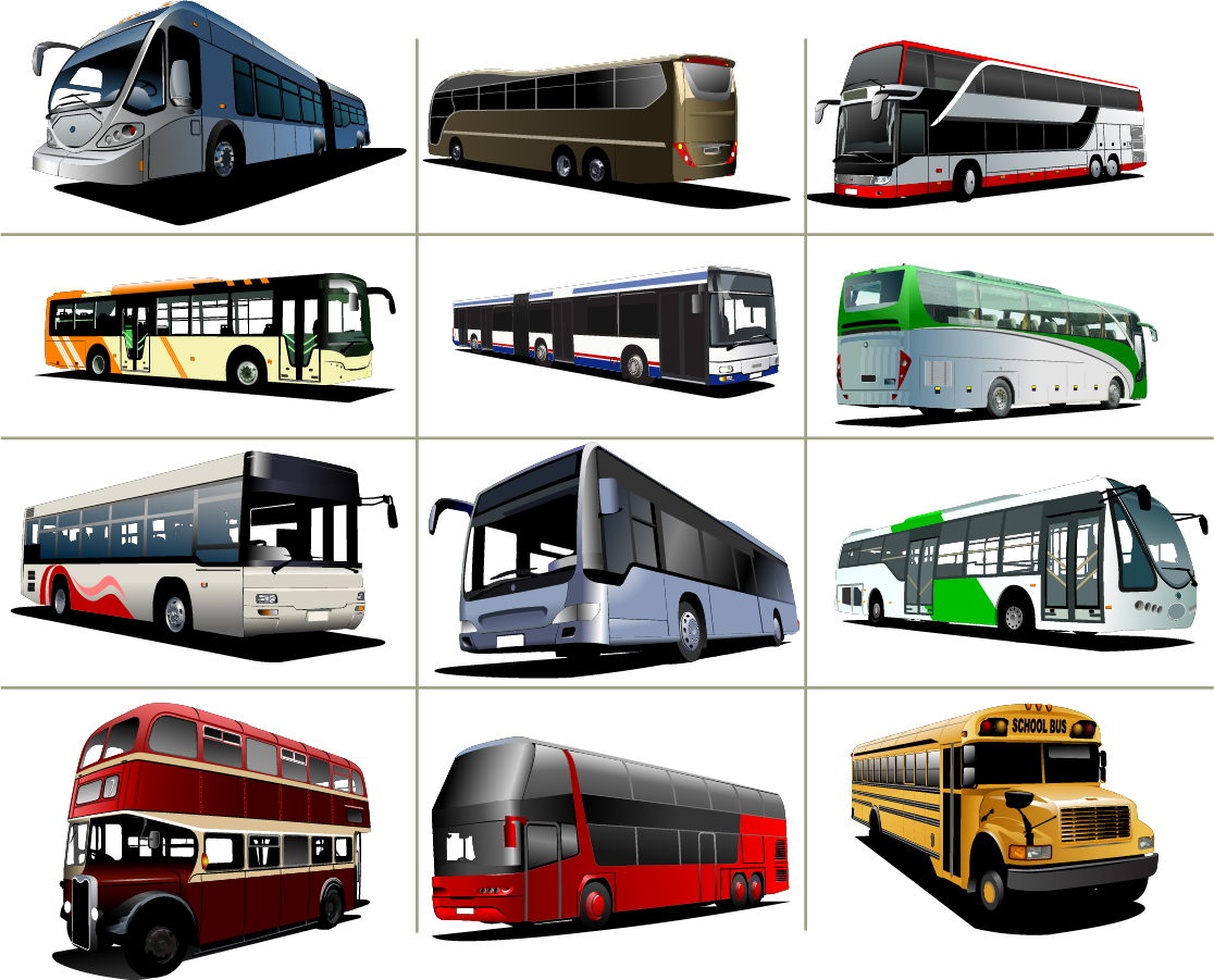 Free Vector がらくた素材庫 観光バスのクリップアート Travel Transport Car Bus イラスト素材