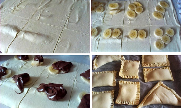Ciasto Francuskie Z Bananem I Nutella - CzujęMiętę: Kieszonki z ciasta francuskiego z nutellą i bananami