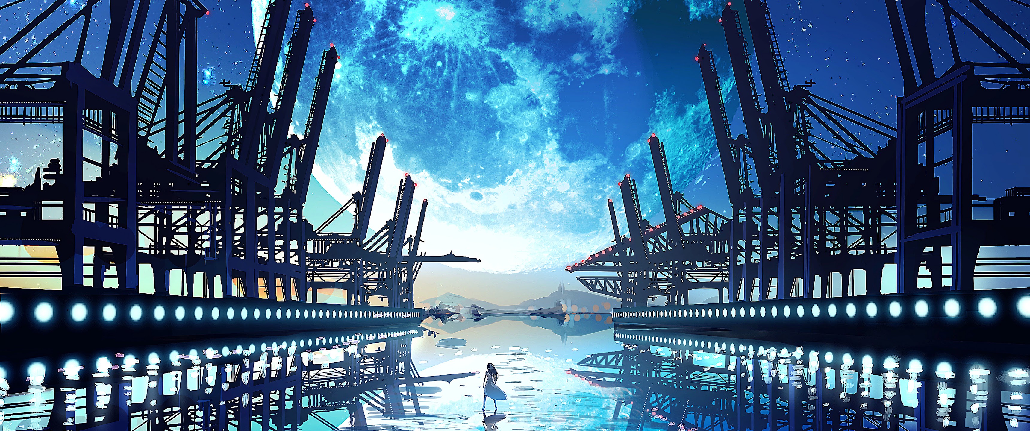 Sky City Scenery Horizon Landscape Anime 8K Wallpaper 131