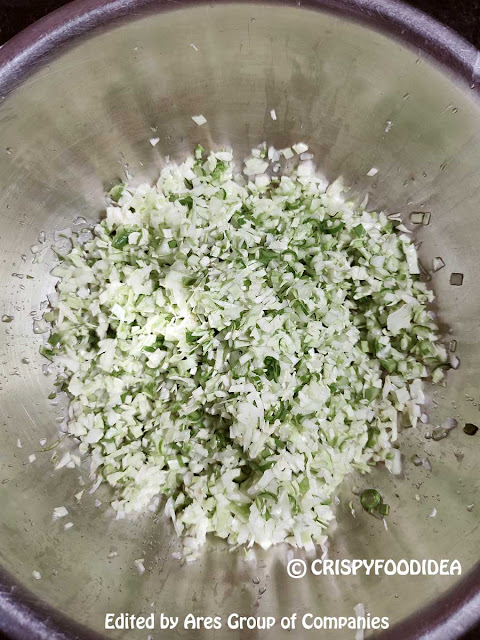 Finely chopped cabbage for Veg Manchurian