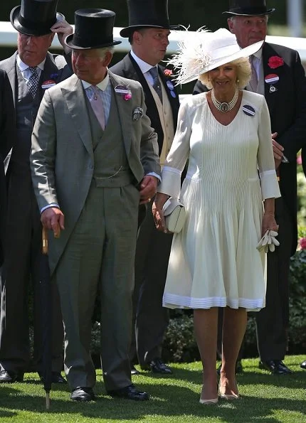 Queen Elizabeth, Duchess Camilla, Duchess Catherine, Countess Sophie of Wessex, Princess Beatrice, Princess Eugenie, Zara Phillips, Kate Middleton wore lace dress