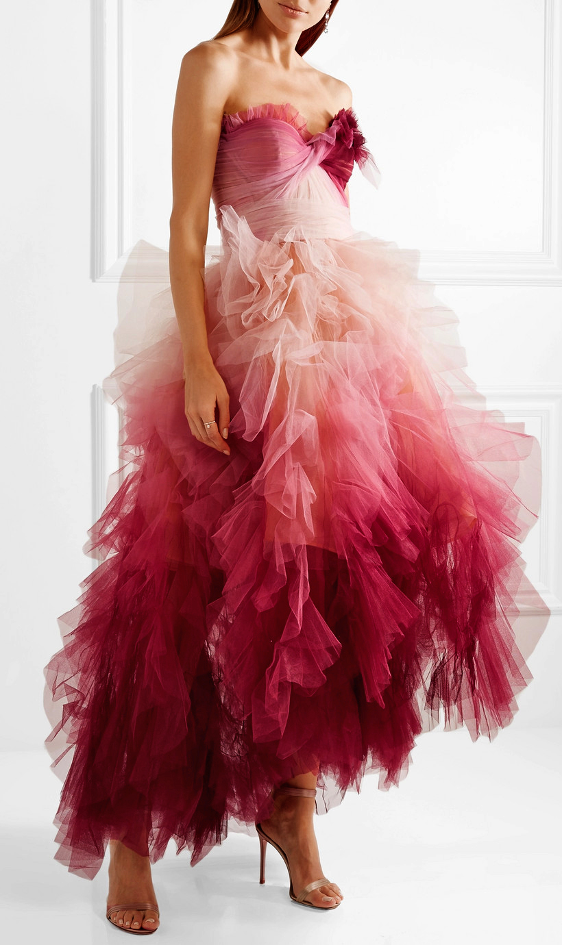 Marchesa gown embellished with hand-dyed 3-D flowers inspired by Asian ...