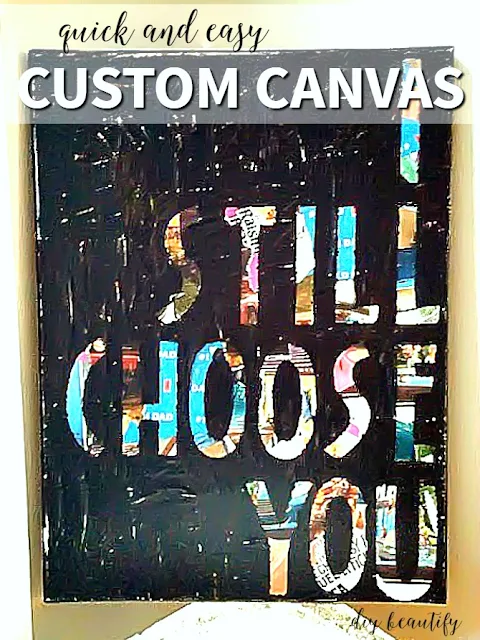 Make a quick and easy custom canvas featuring a favorite saying or quote! Find the tutorial at diy beautify!