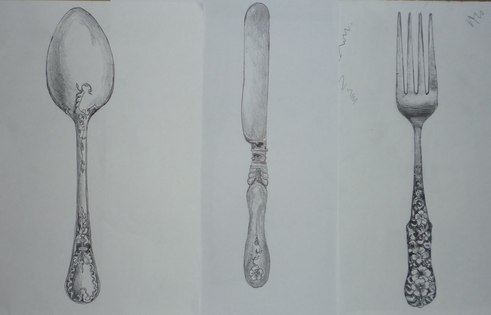 Design Practice Drawing Cutlery.
