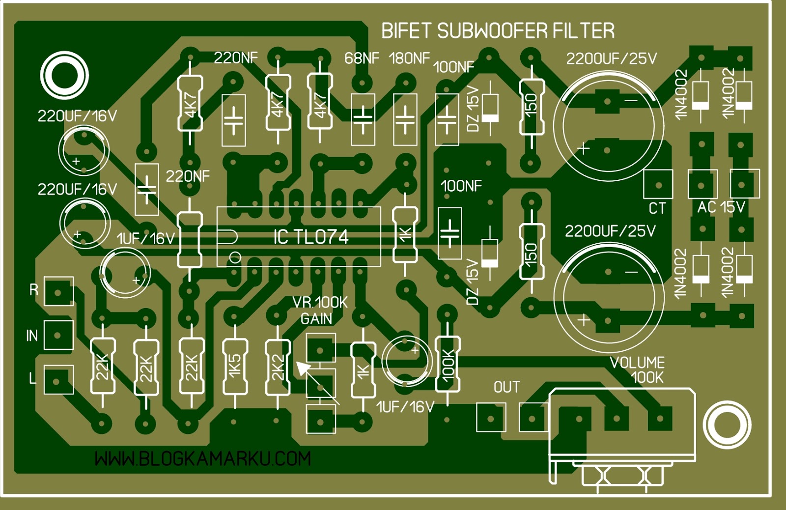 subwoofer filter PCB Biffet layout – BLOGKAMARKU