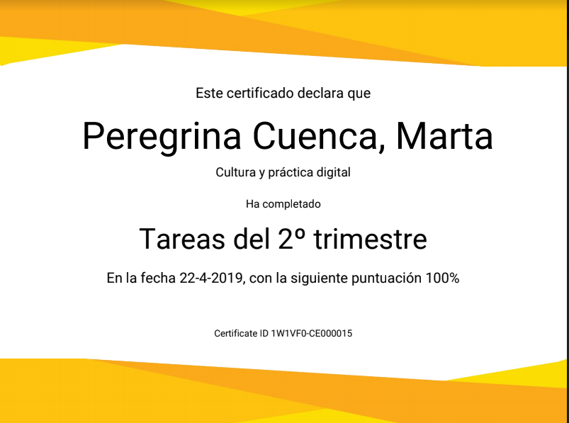 Certificado tareas 2º trimestre