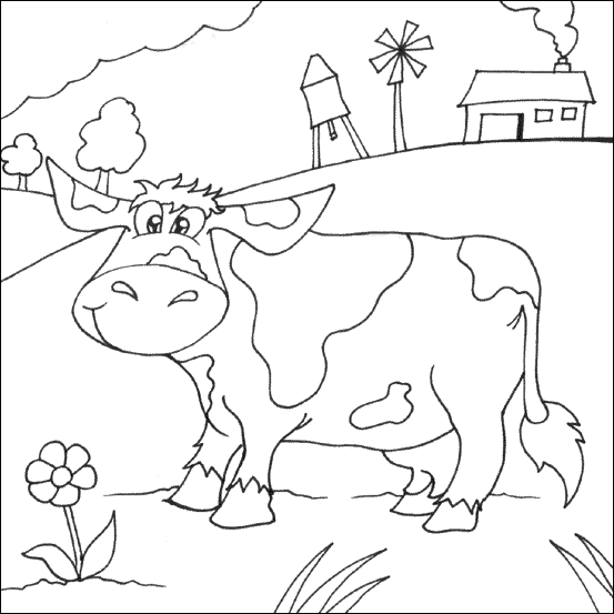 Ladang lembu - Gambar Mewarna