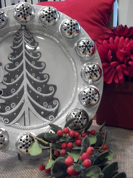 Dollar tree silver charger Christmas display