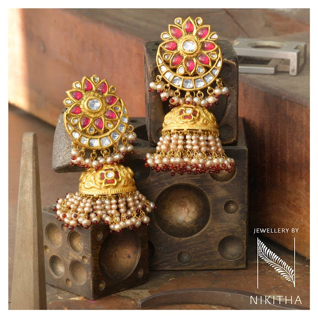 Pretty Earrings and Jhumkas by Nikitha Linga