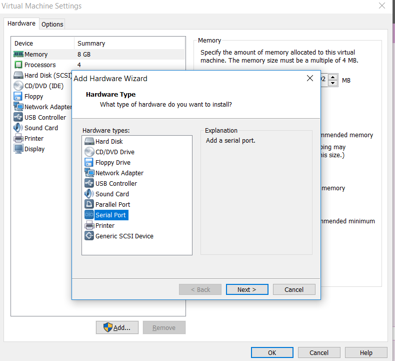 Connecting Serial ports of two Ubuntu VMWare Virtual Machines