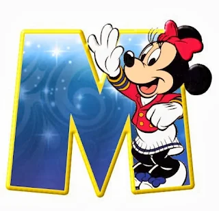 Alfabeto de personajes Disney con letras grandes M Minnie. 