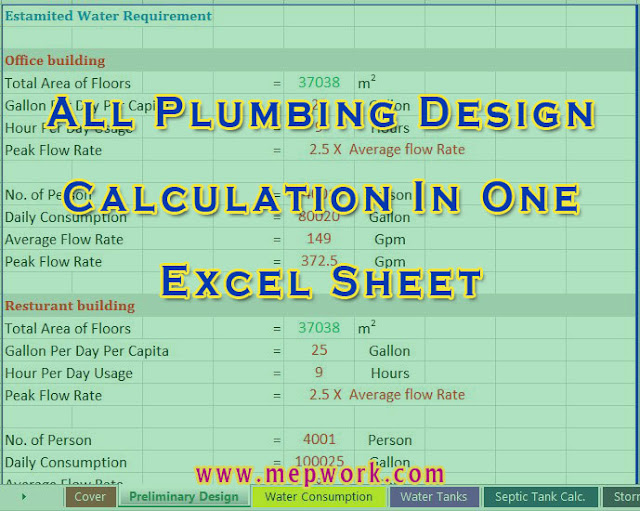 All Plumbing Design Calculation In One Excel Sheet